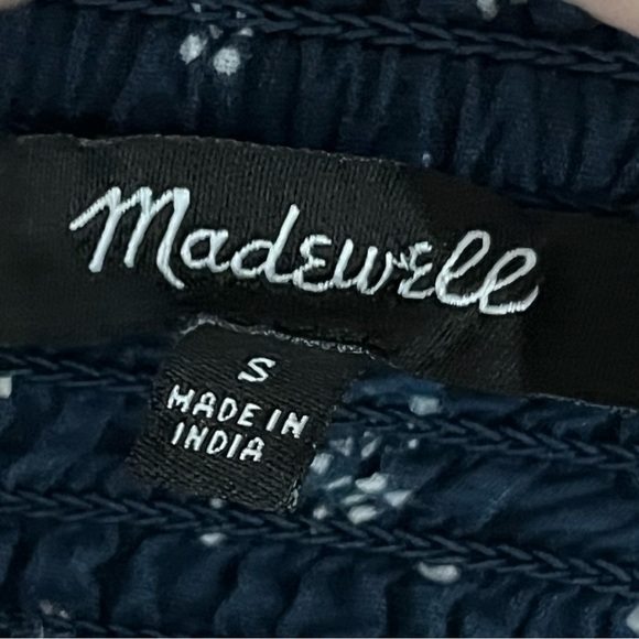 Madewell Blue Floral Smocked Crop Top Small Cottagecore Coquette Boho Stretch - Picture 10 of 11